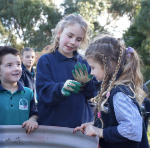 Kids learning outside