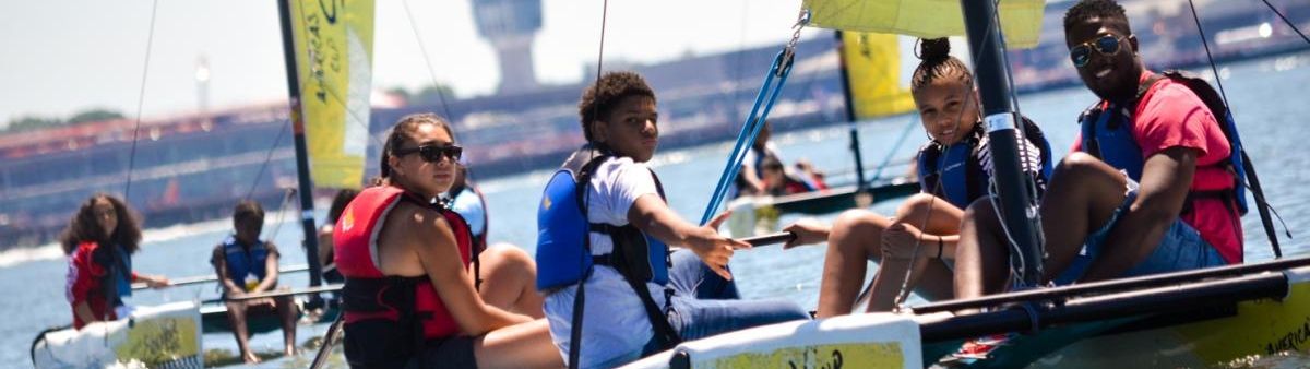 Young people sailing