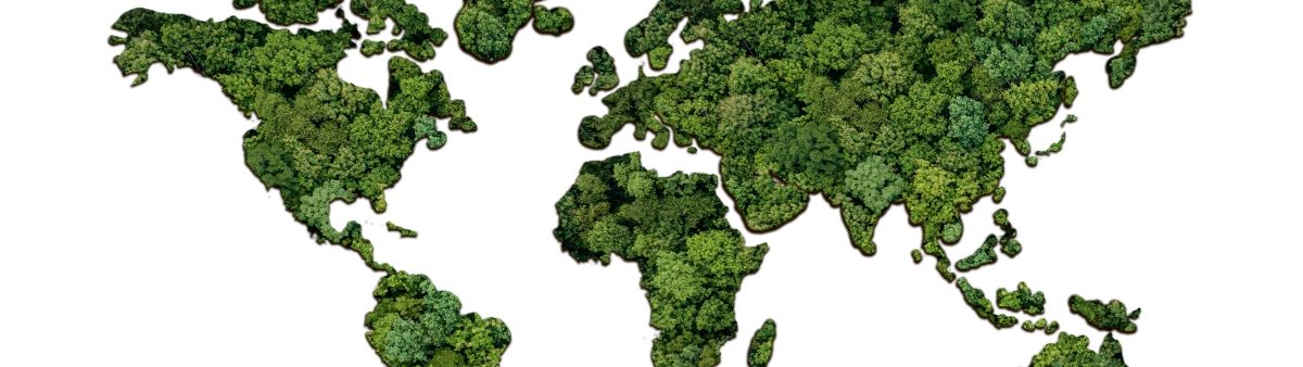 World Map with Trees Defining the Continents