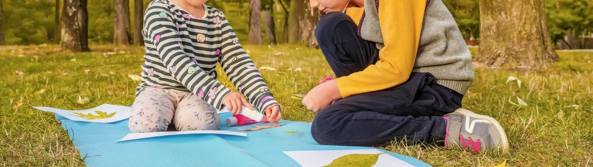 Kids workshop children glue scissors art craft kids handmade autumn child art education nature creative autumn leaves.