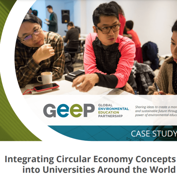 Cover of GEEP case study Integrating Circular Economy Concepts into Universities Around the World