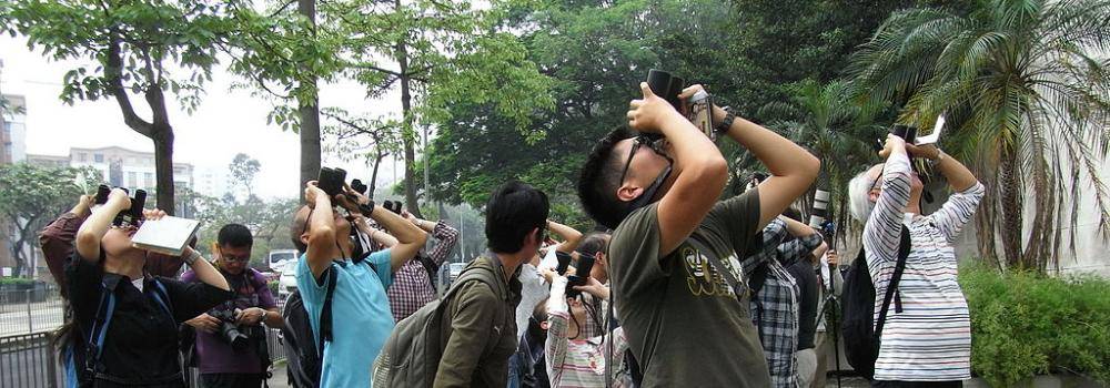 students birdwatching